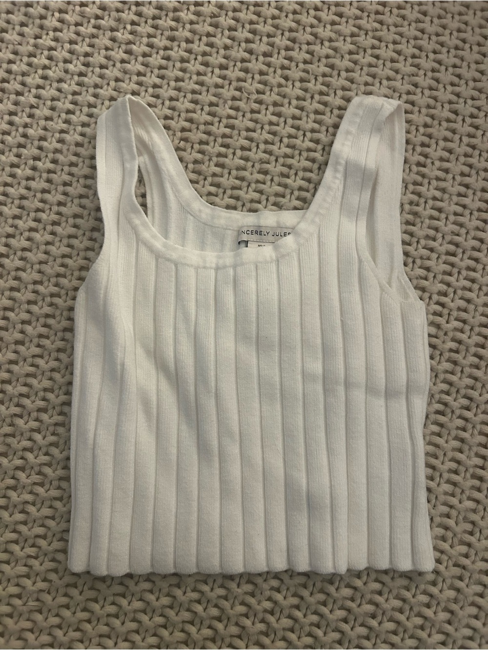 Sincerely Jules Ribbed Cropped Tank Top – White – Size Small
